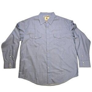 Coevals Club Western Shirt Men's XL Blue Cowboy Pearl Snap Long Sleeve Rodeo